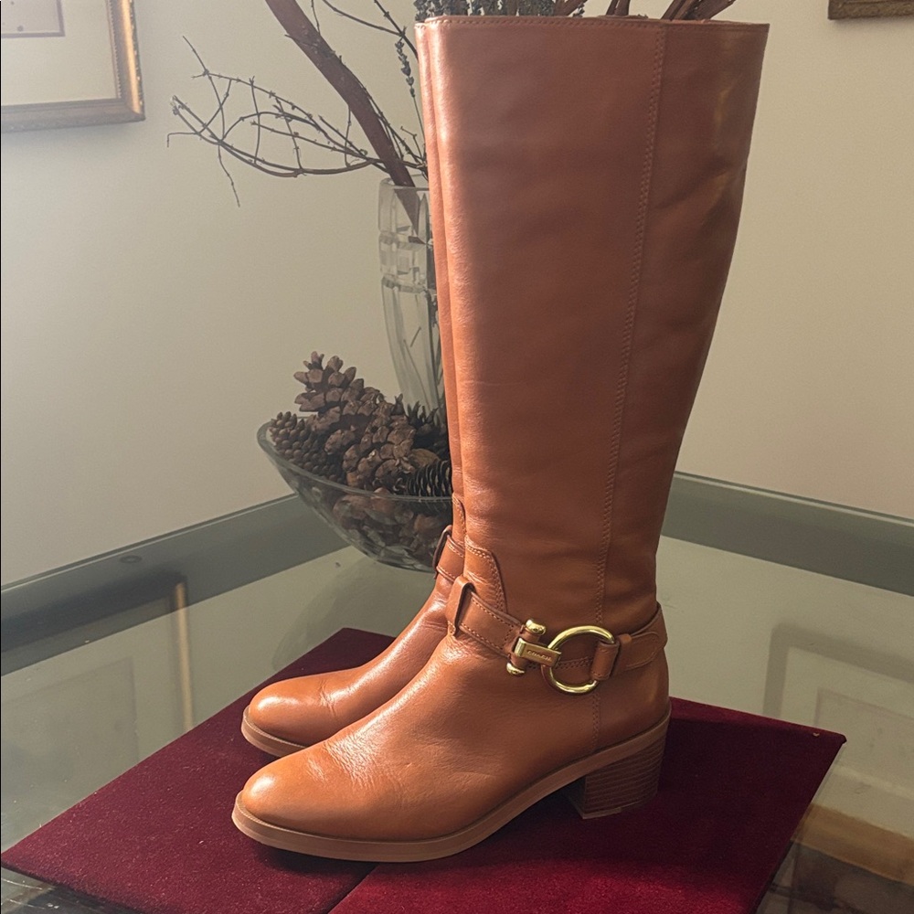 Coach Tan Leather Heeled Boots